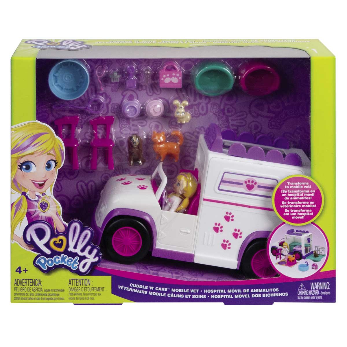Polly Pocket! Hospital Móvil de Animalitos Mattel