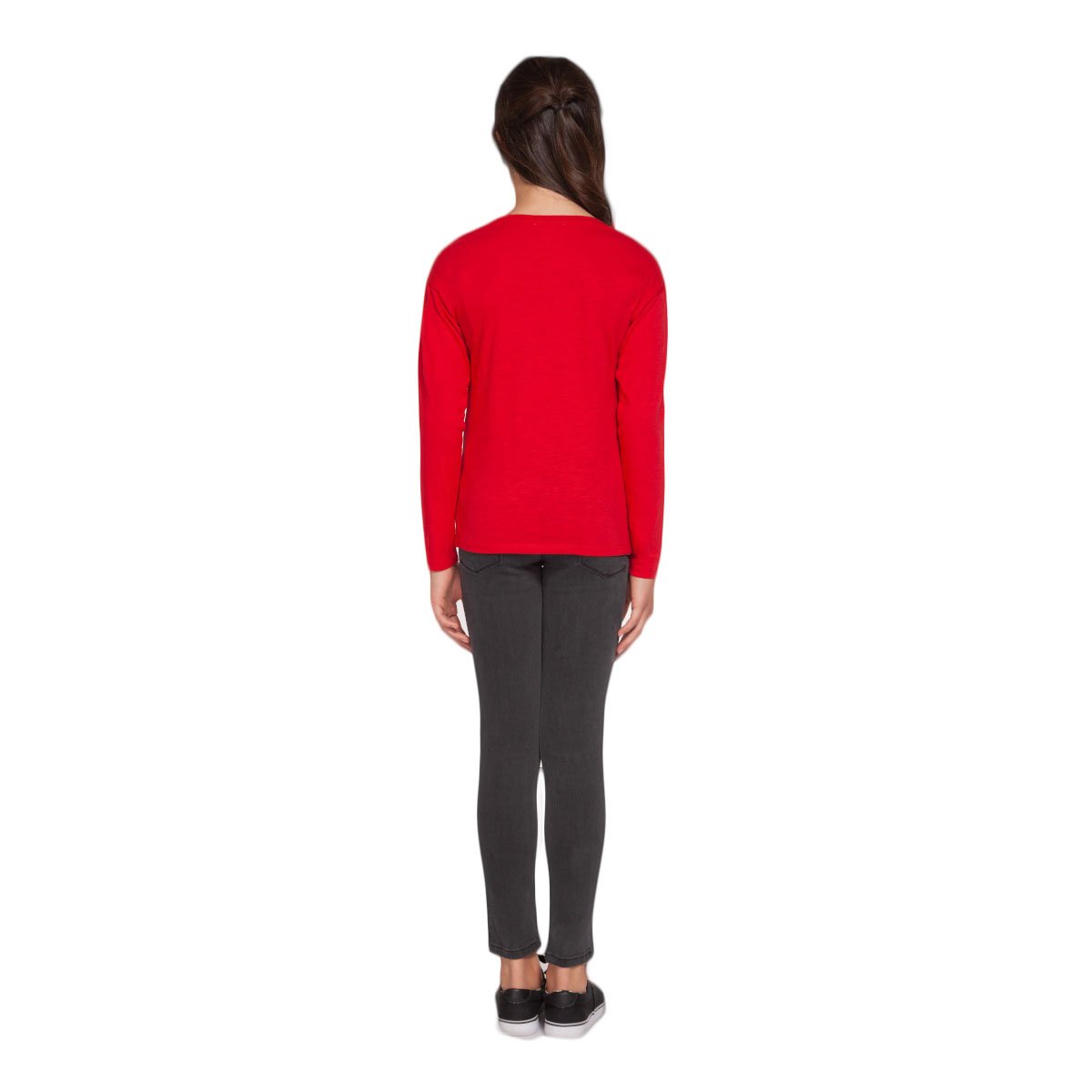 Playera Roja con Brillos de Manga Larga  Dex para Ni&ntilde;a