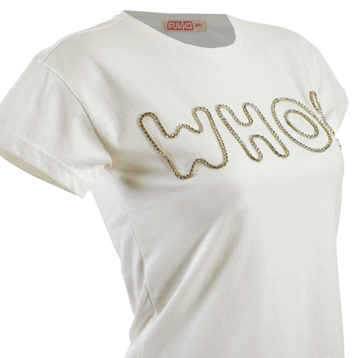 Playera para Dama de Manga Corta con Aplicación Fukka