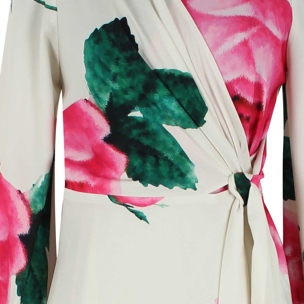 Vestido Estampado Manga con Escarola Escote off Shoulder Basel para Mujer