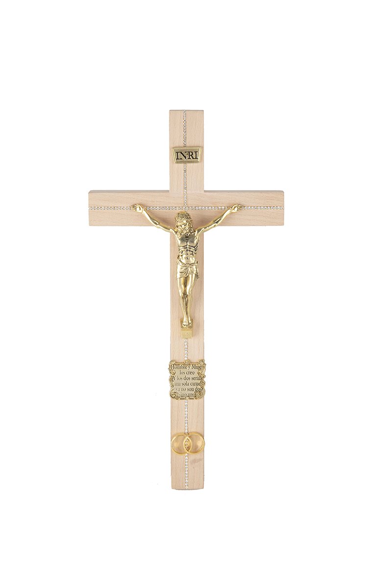 Crucifijo Para Matrimonio Con Anillos Dorado Jorvina