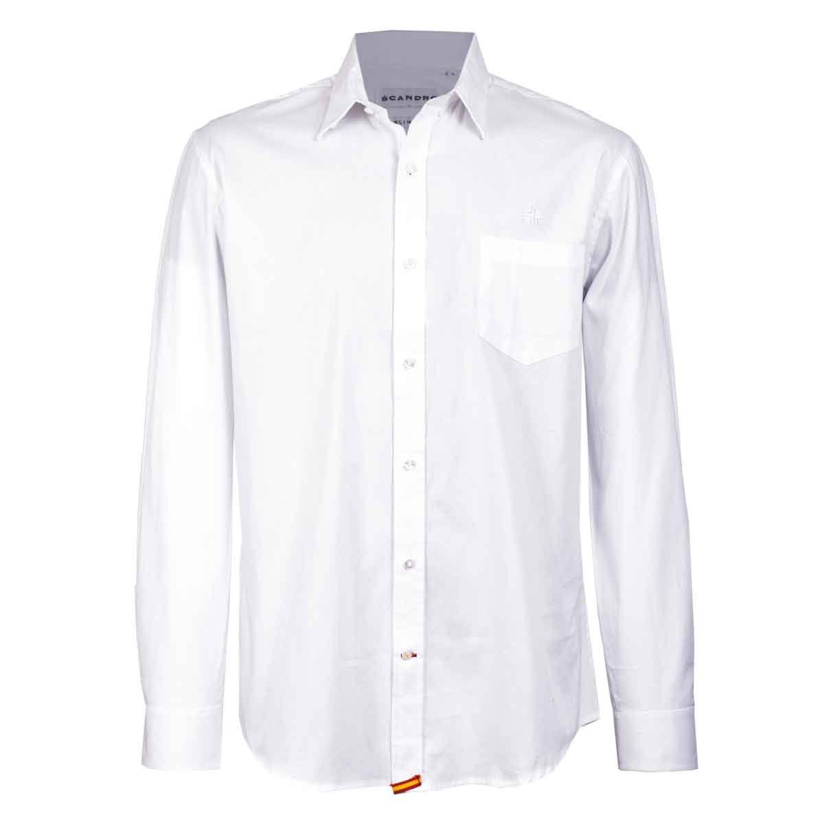 Camisa Blanca Lisa Manga Larga Scandro para Caballero