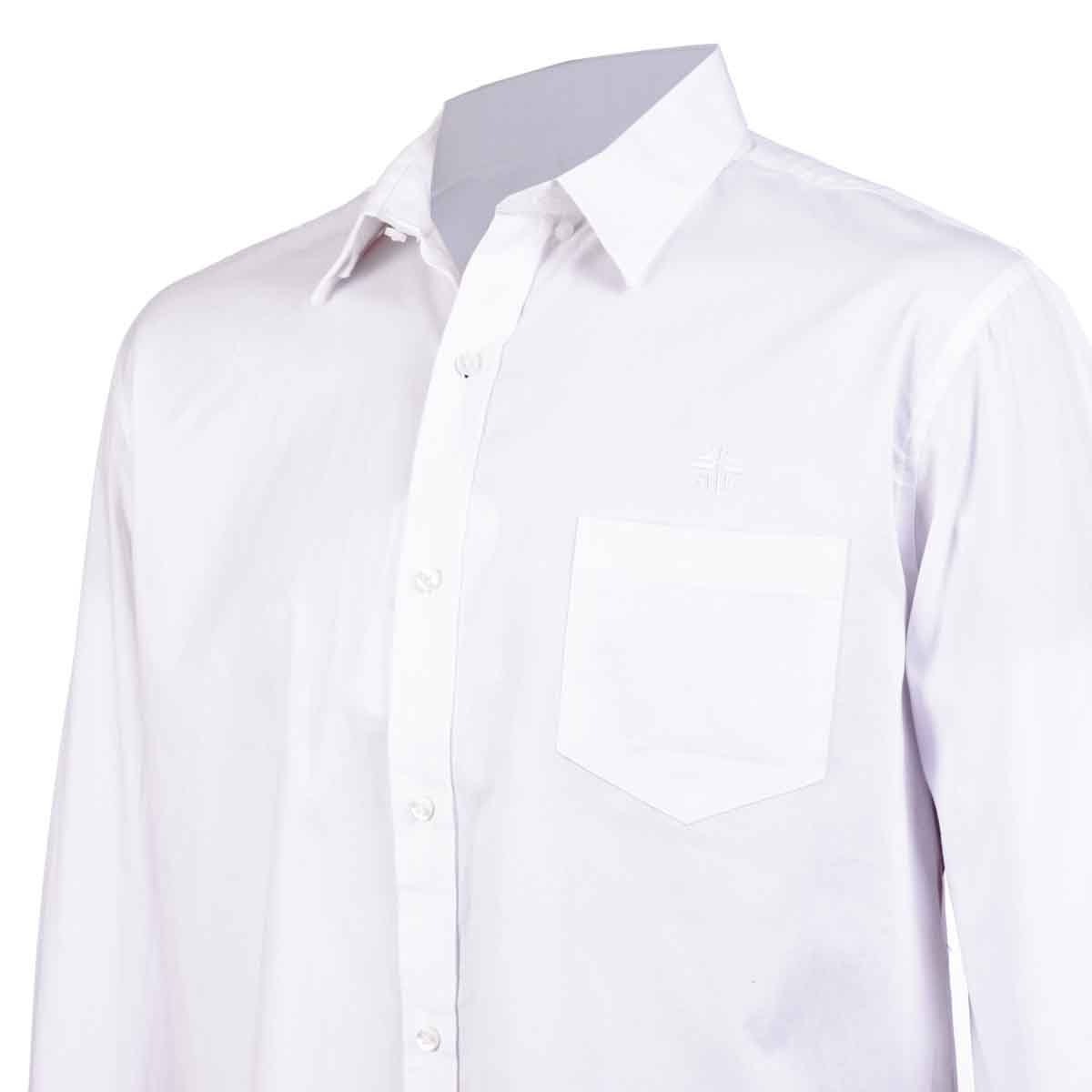 Camisa Blanca Lisa Manga Larga Scandro para Caballero