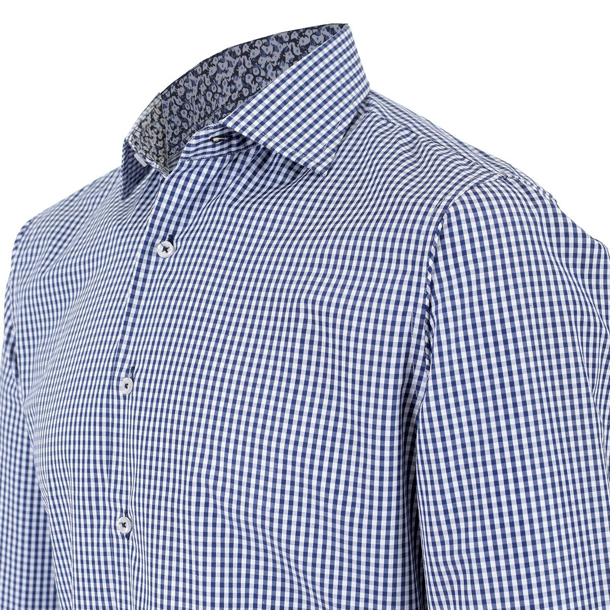 Camisa de Vestir Azul Medio con Cuadros Carlo Cortinto Slim Fit para Hombre