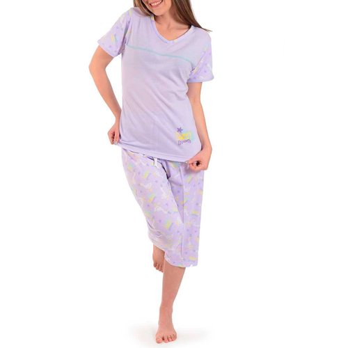 Pijama para Dama con Playera Capri Estampado Sugar &amp; Milk