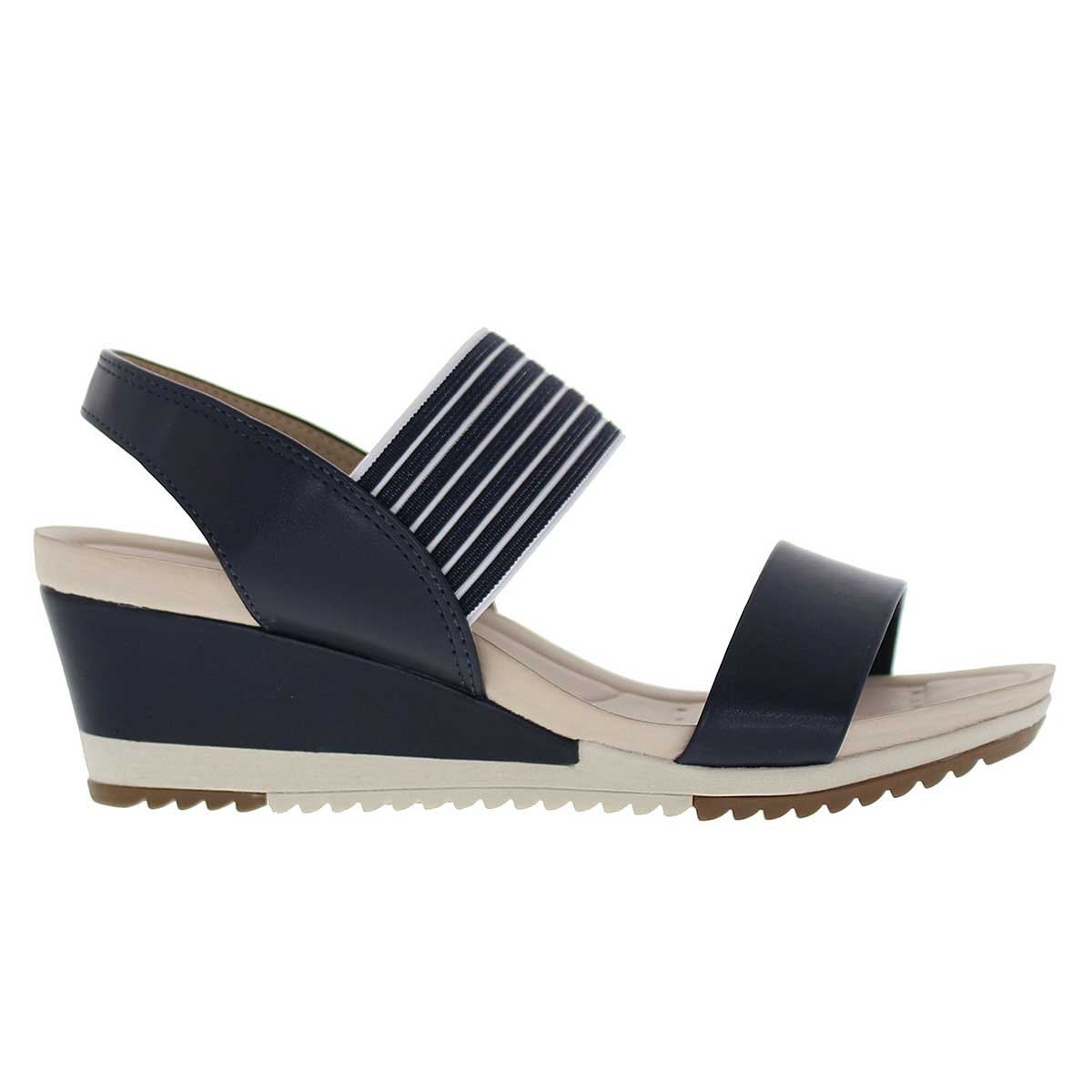 Sandalia Azul Obscuro con Cuña Alta Y Resorte Modare