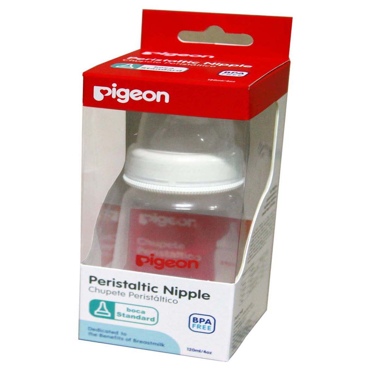 Biberón Peristáltico Plus 4 Oz. Boca Estándar Blanco Pigeon