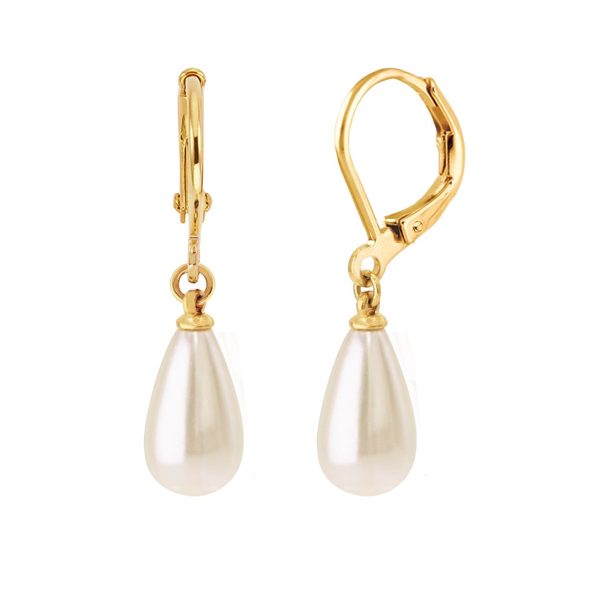 Aretes  en  Dorado con Perla Carré