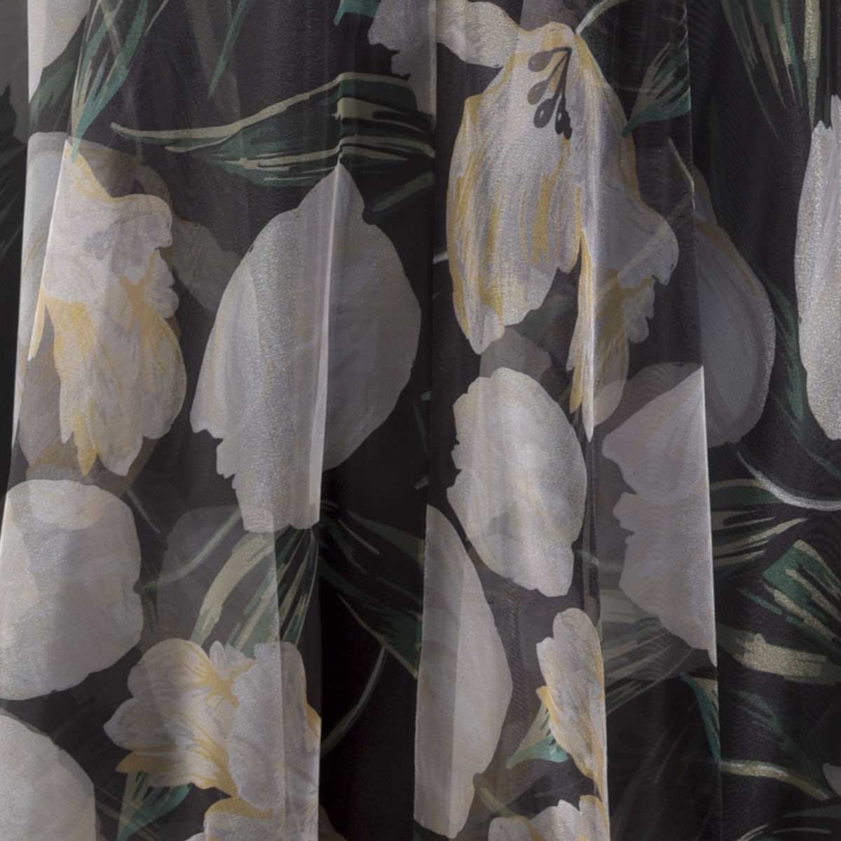 Vestido de Fiesta Largo Ampón Falda Organza Estampada