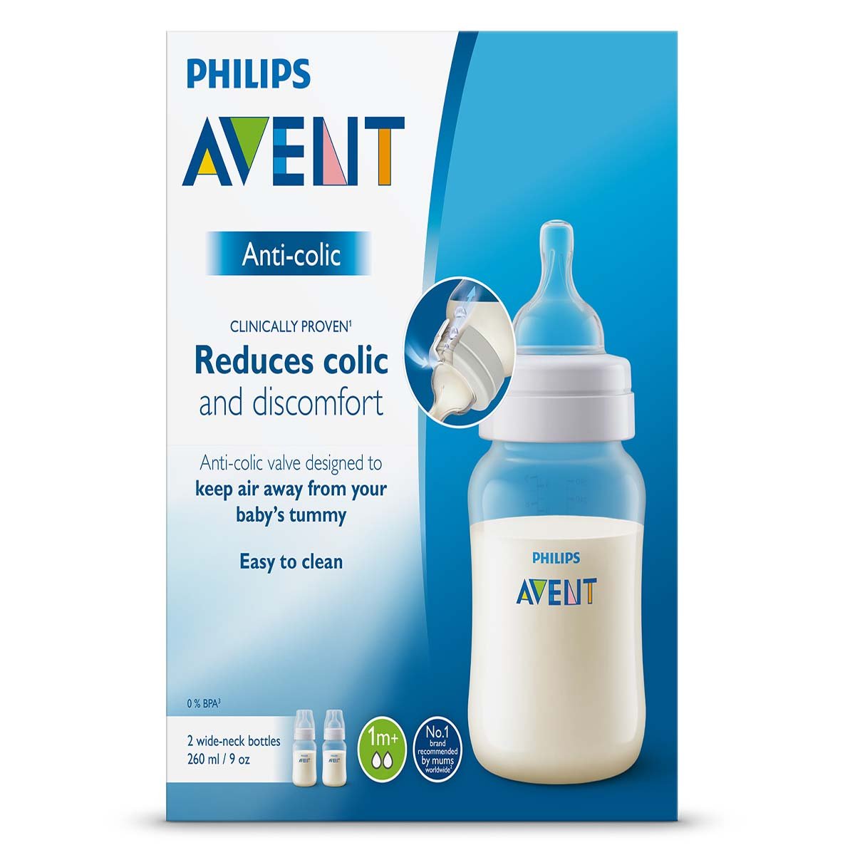 Set de 2 Biberones Avent Anticolic 9Oz 260 Ml