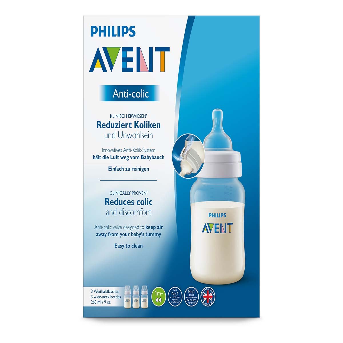 Set de 3 Biberones Avent Anticolic 9Oz 260 Ml