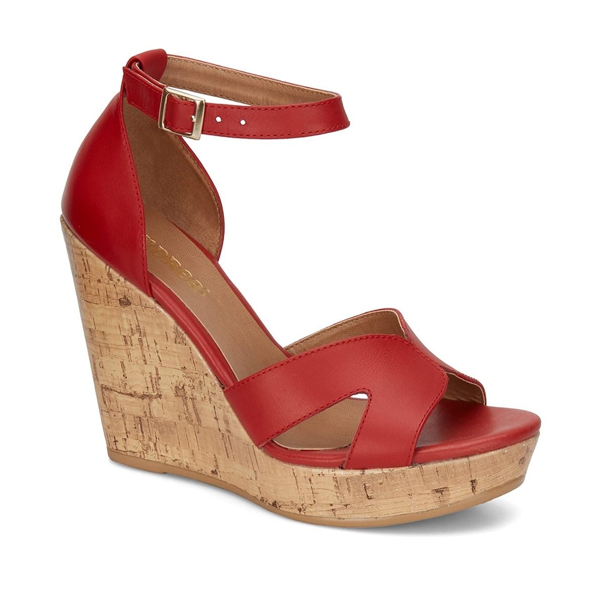 Sandalia Roja Ankle Strap Suela de Corcho Andrea