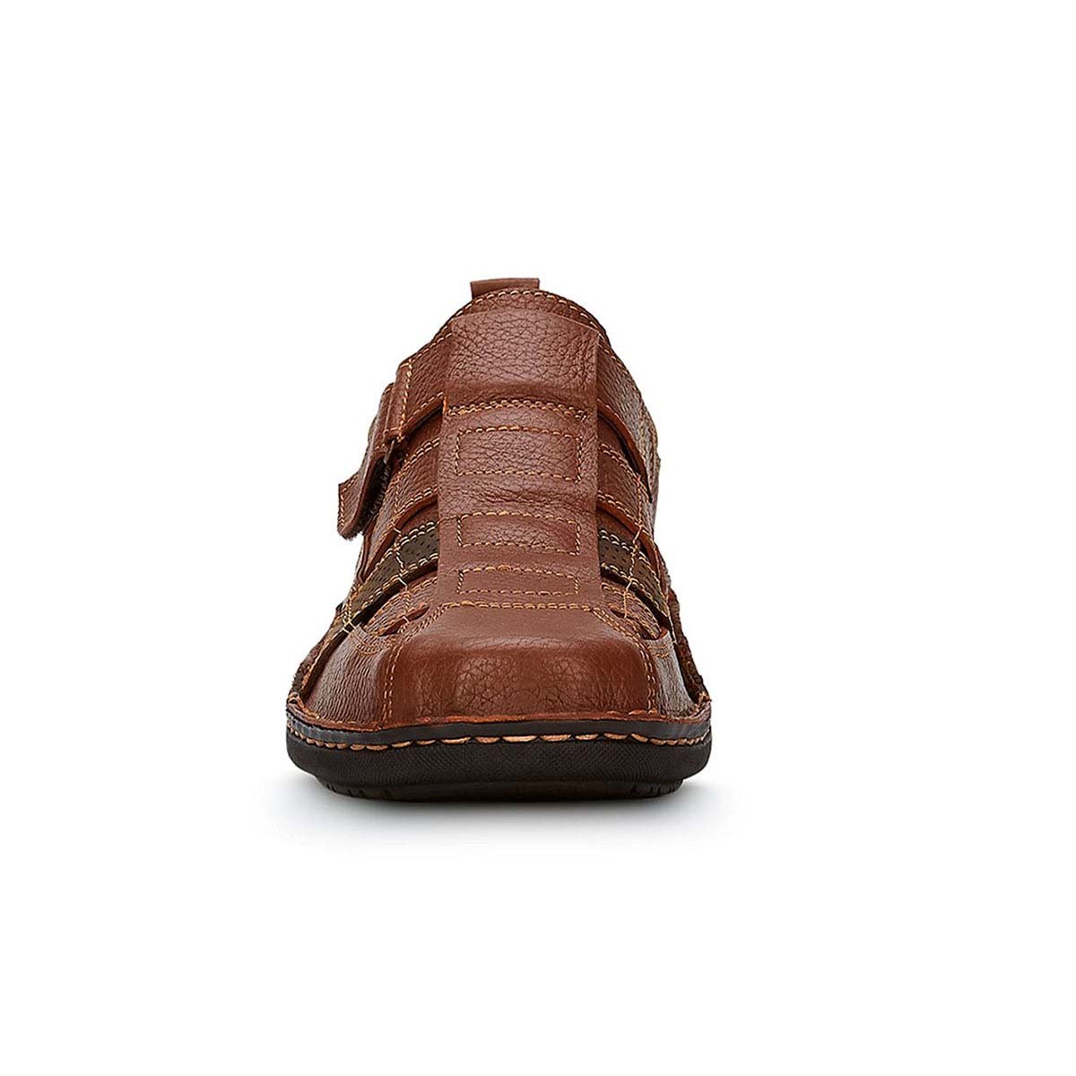 Sandalia de Piel Cerrada Café Ferrato