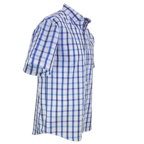 Camisa Manga Corta de Cuadros Azul Polo Club para Caballero