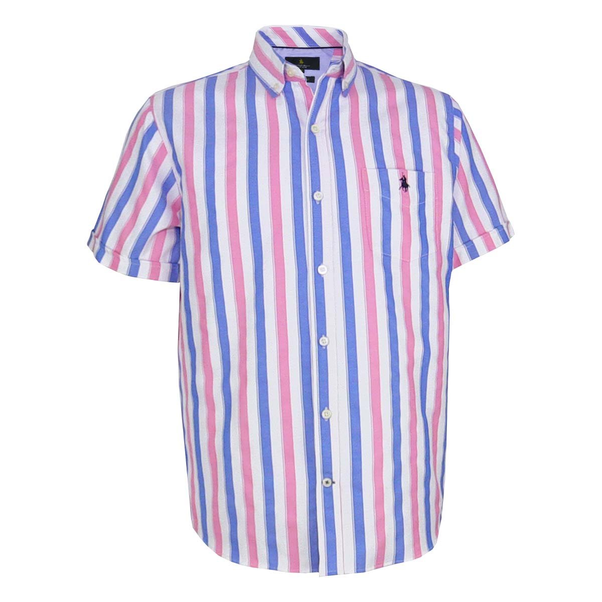 Camisa Manga Corta de Rayas Azul Polo Club para Caballero