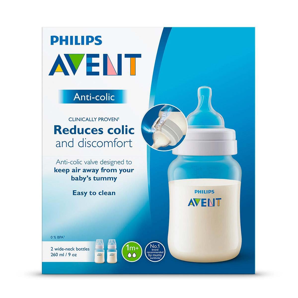 Set de 2 Biberones Avent Anticolic 9Oz 260 Ml