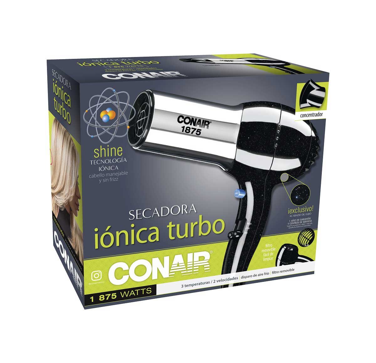 Secadora Turbo Iónica Cromada Conair