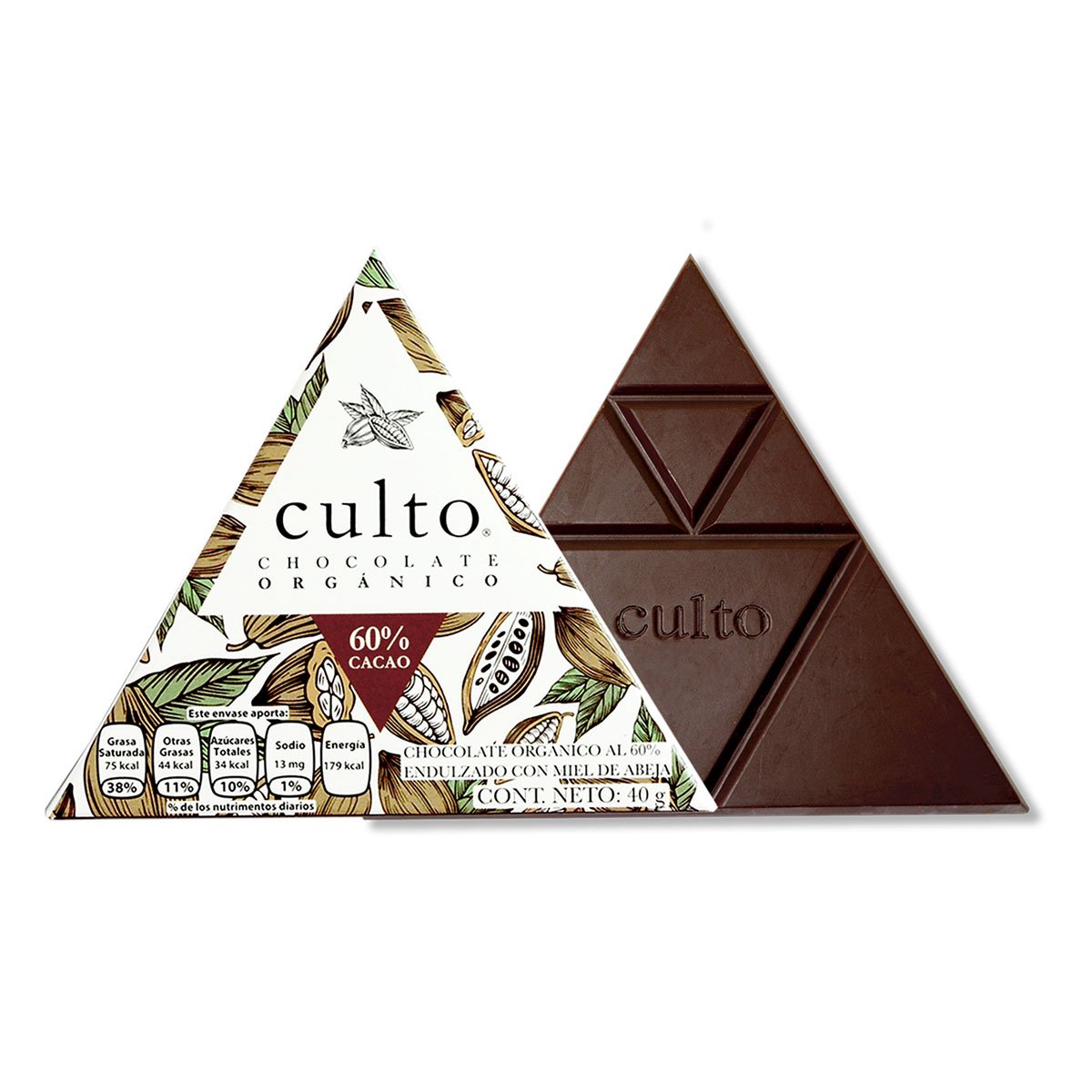 Chocolate Orgánico 60 Cacao Culto 40 Grs