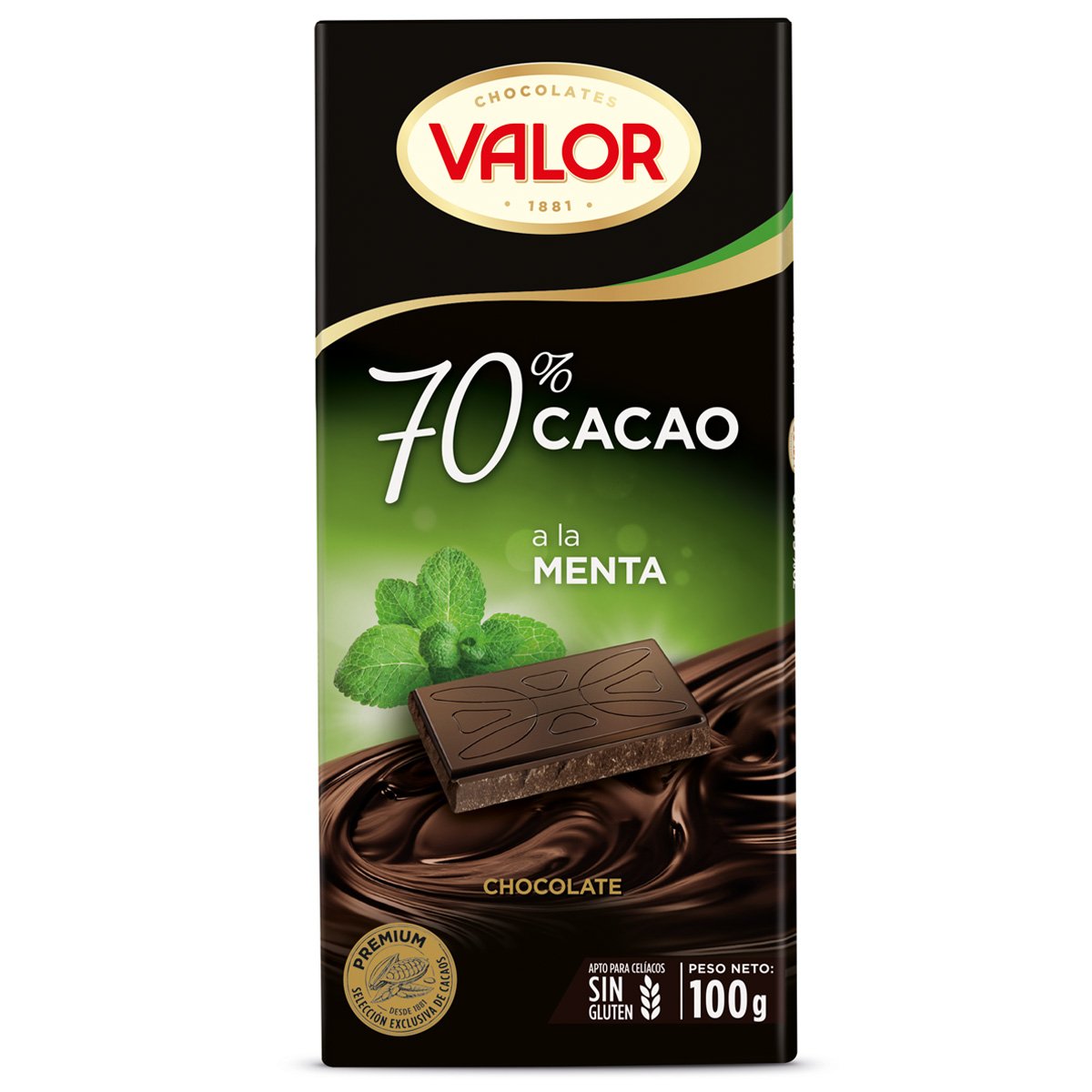 Chocolate Amargo Menta 70% Valor 100 G