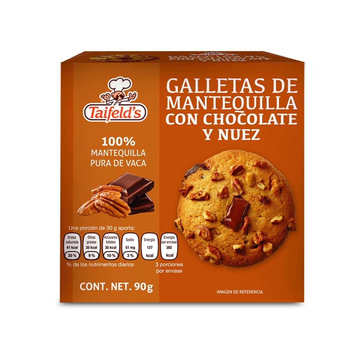 Galletas de Mantequilla de Chocolate con Nuez 90  G Taifelds