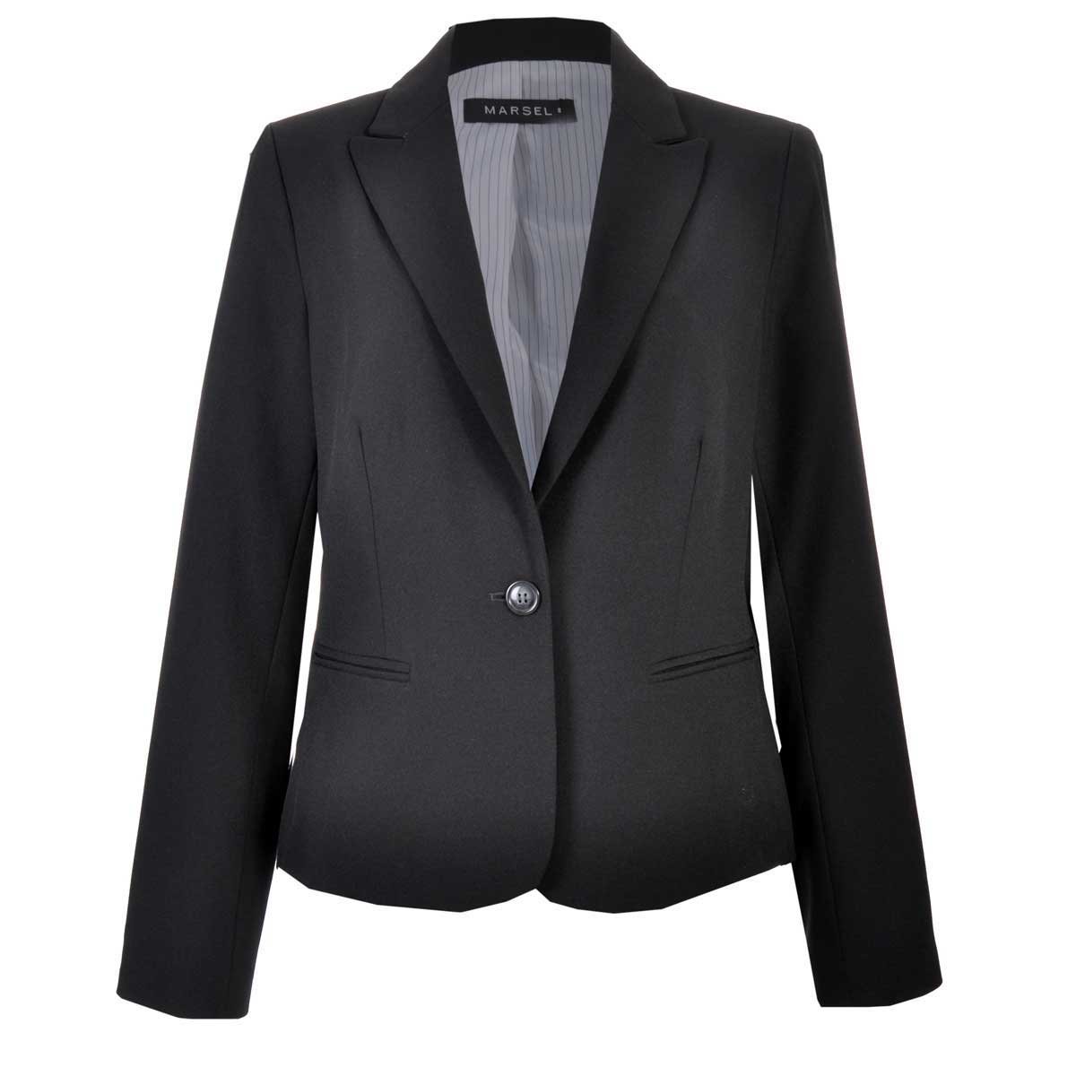Saco Básico con Solapa Negro Marsel para Mujer