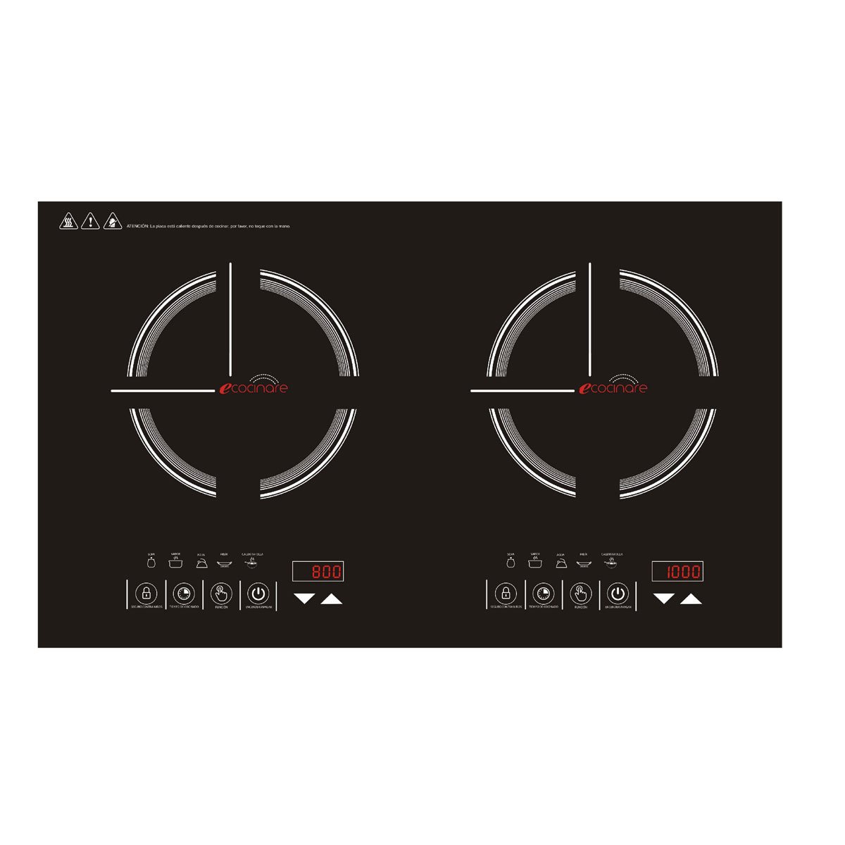 Parrilla Doble de Inducción Negra Ecocinare