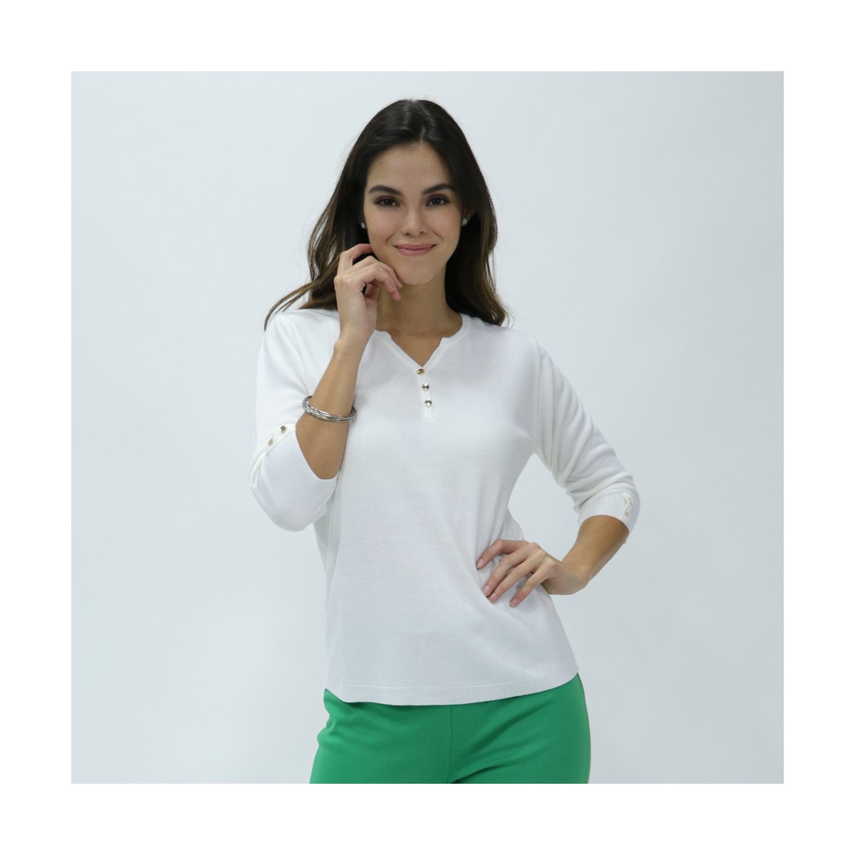Blusa para Mujer Blanca Manga 3/4 Vitos