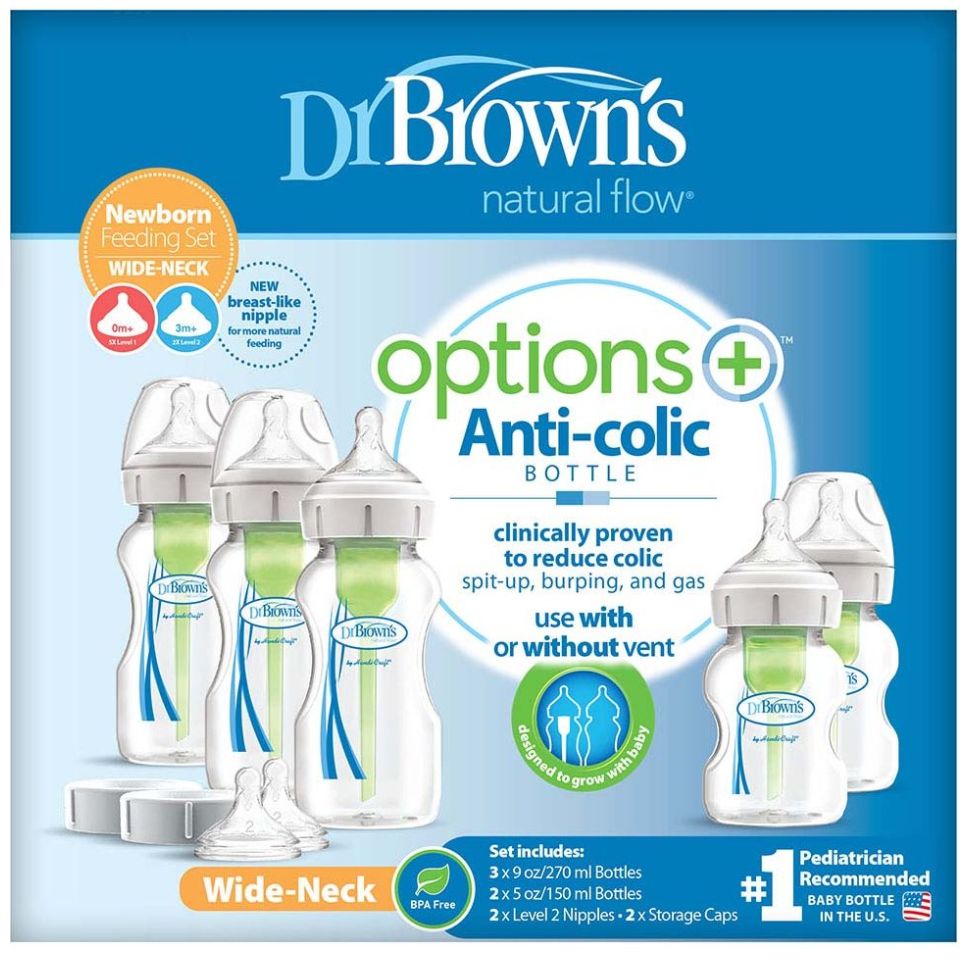 Paquete Recién Nacido Cuello Ancho Options+ 5-Pack Dr. Browns