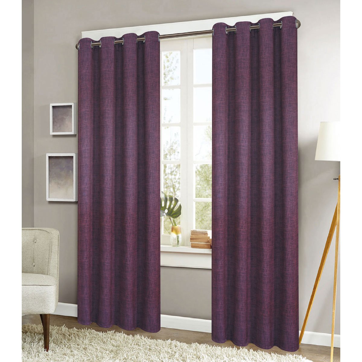 Cortina un Panel 1.37X2.25  Black Out Eastlander Purpura Chd Home
