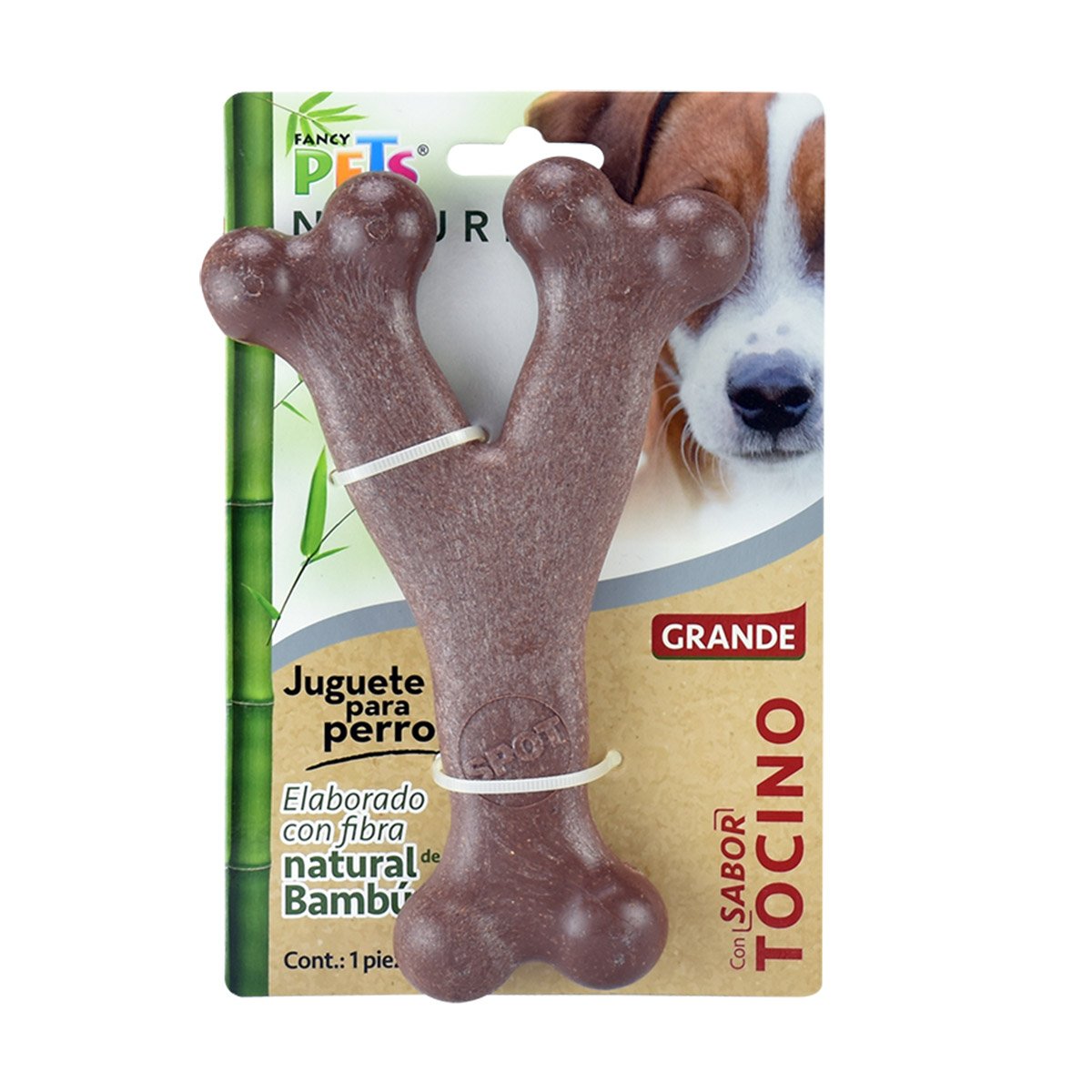 Juguete Hueso Tríple de Bambú Grande Sabor Tocino Acuario Lomas