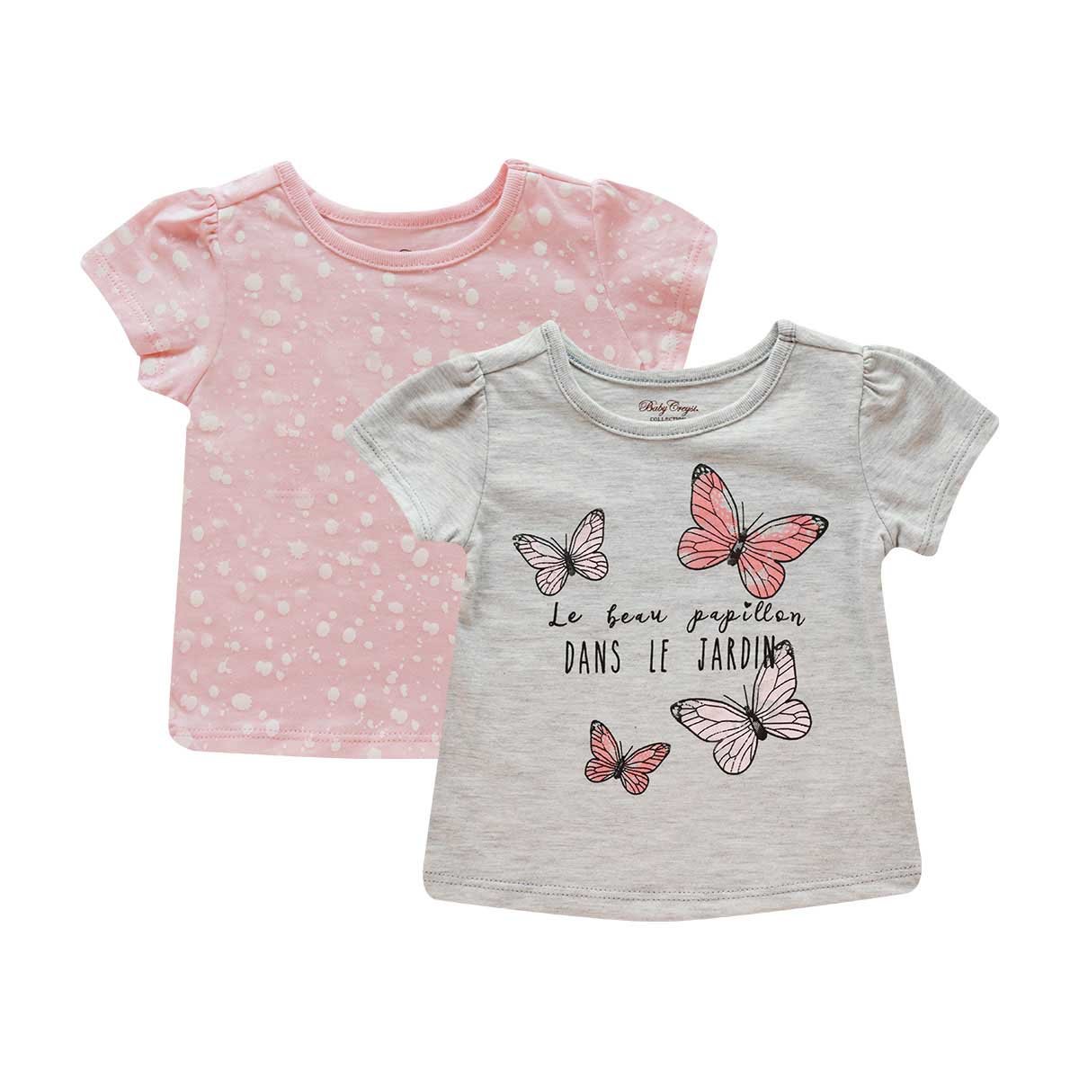 Set de 2 Playeras Rosa Combinado para Bebé Baby Creysi Collection