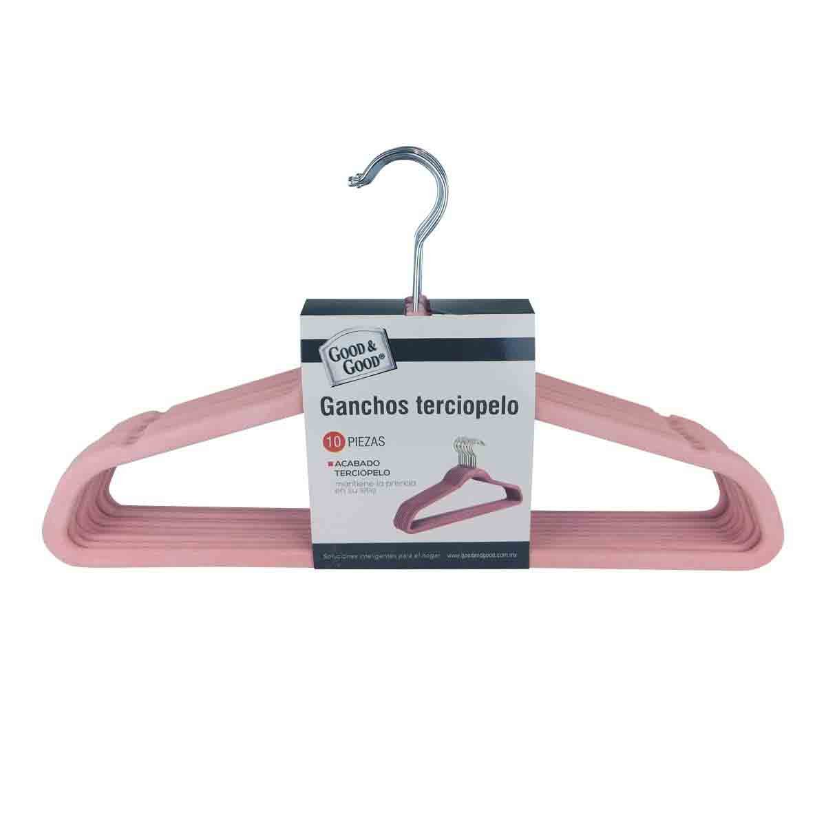 Set de 10 Ganchos de Terciopelo Rosa Good & Good