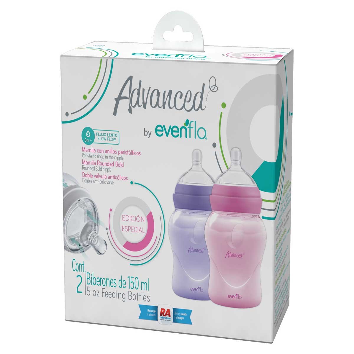 Set de 2 Biberones Advanced 5Oz para Niña Evenflo