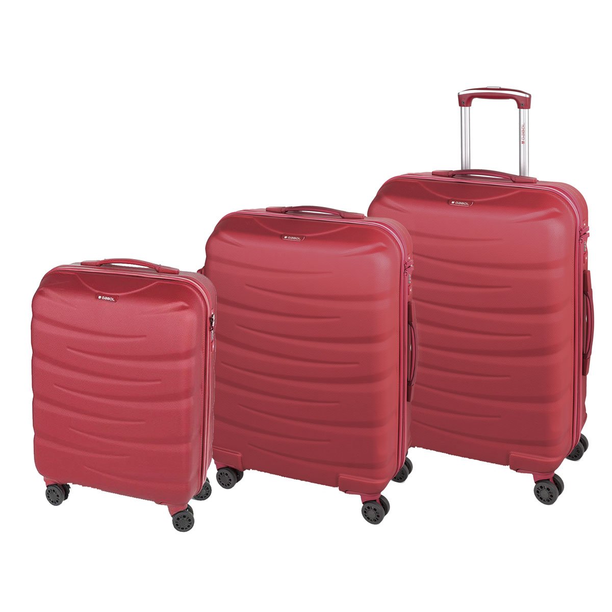 Set 3 Maleta Individuals De 20", 24" Y 28" Vertical Rojo Trail Gabol