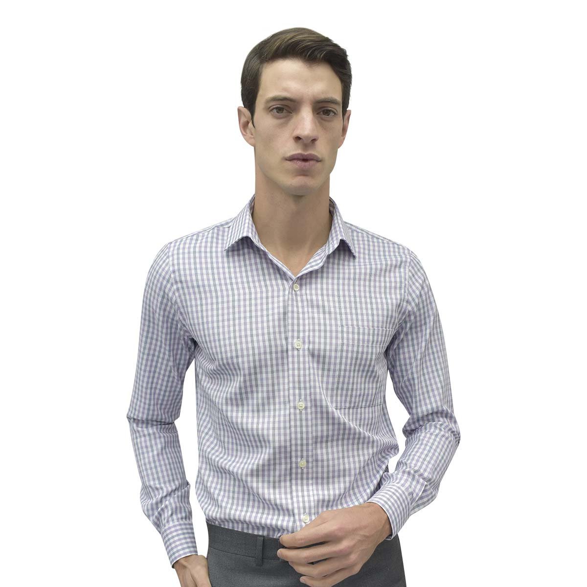 Camisa de Vestir Morado Combinado Corte  Slim Cavalier para Caballero