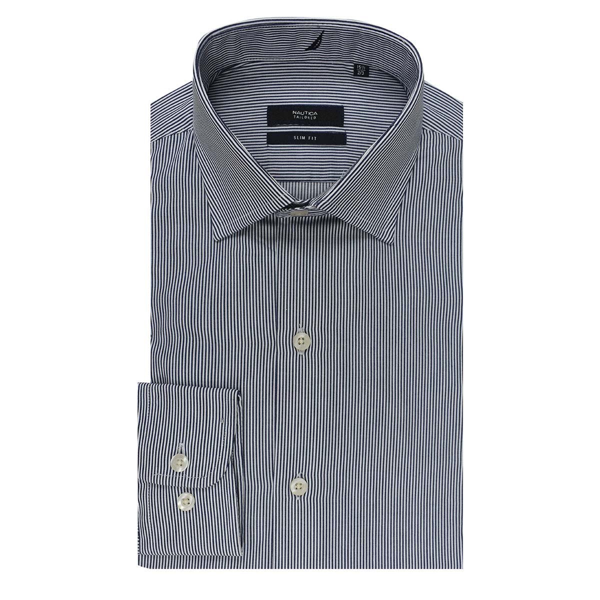 Camisa de Vestir Azul Combinado Corte Slim Nautica para Caballero