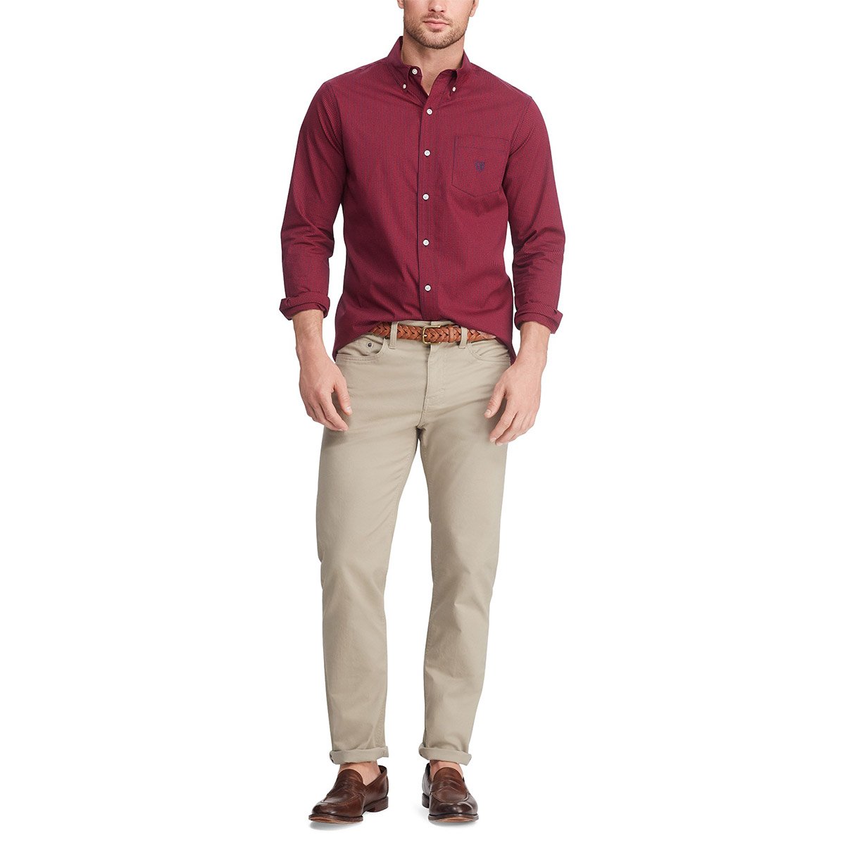 Camisa Slim Manga Larga Roja para Caballero Chaps