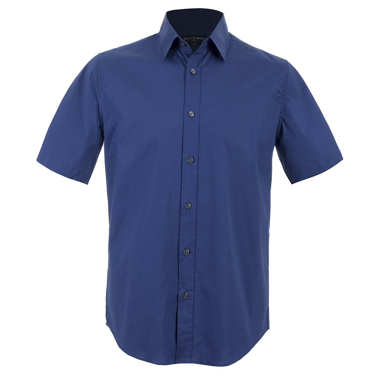 Camisa Manga Corta Lisa Azul Marino para Caballero Bruno Magnani