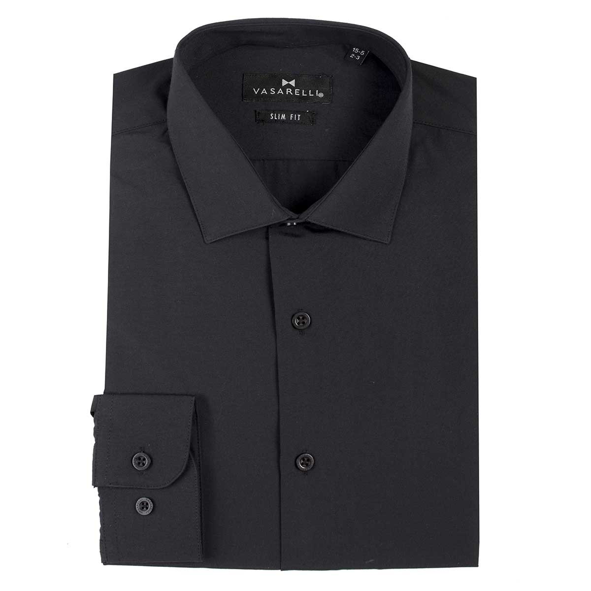 Camisa de Vestir Manga Larga Negra para Hombre Vasarelli