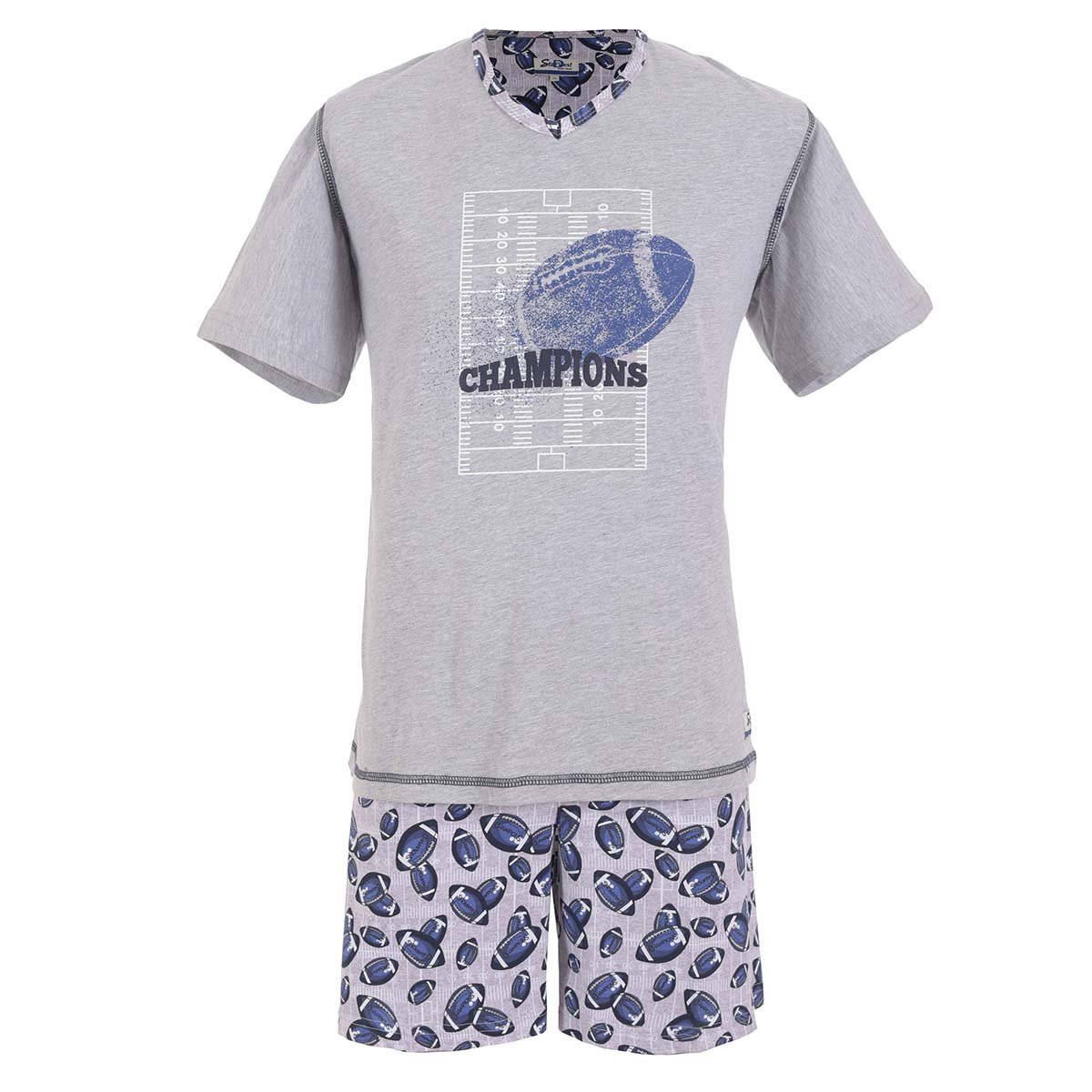 Pijama para Caballero Playera Manga Corta Gris Combinada con Short Star West