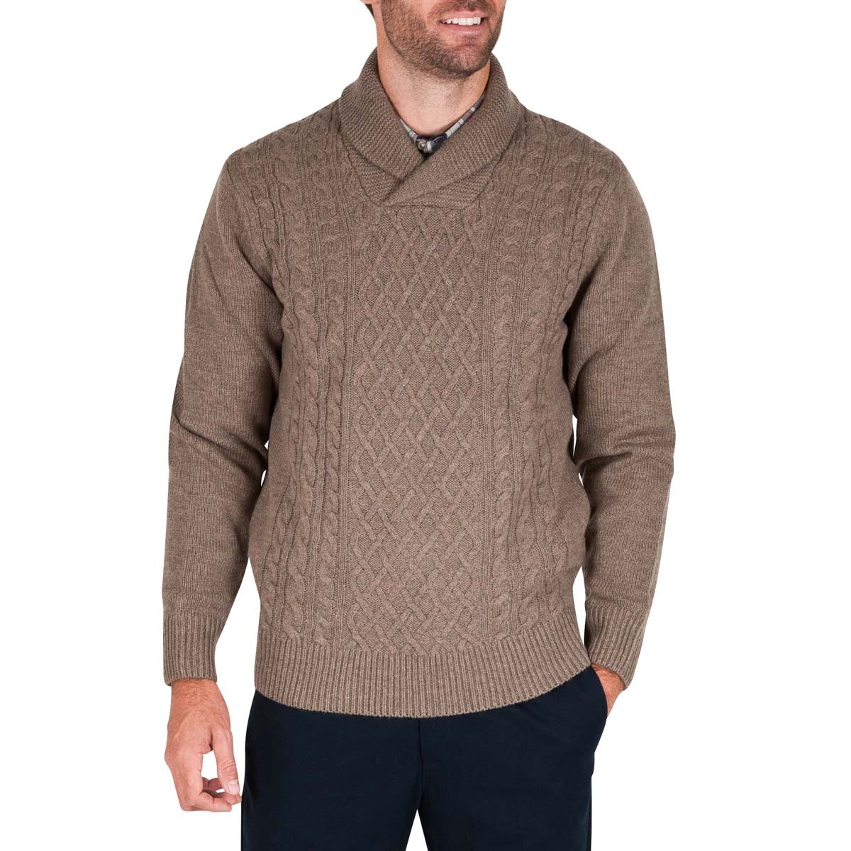 Suéter Café Claro de Punto Y Cuello Manton para Caballero Haggar Suéter Café Claro de Punto Y Cuello Manton para Caballero Haggar