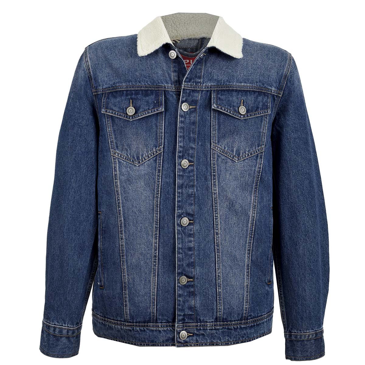 Chamarra Talla Plus de Mezclilla con Cuello Sherpa J. Opus para Caballero