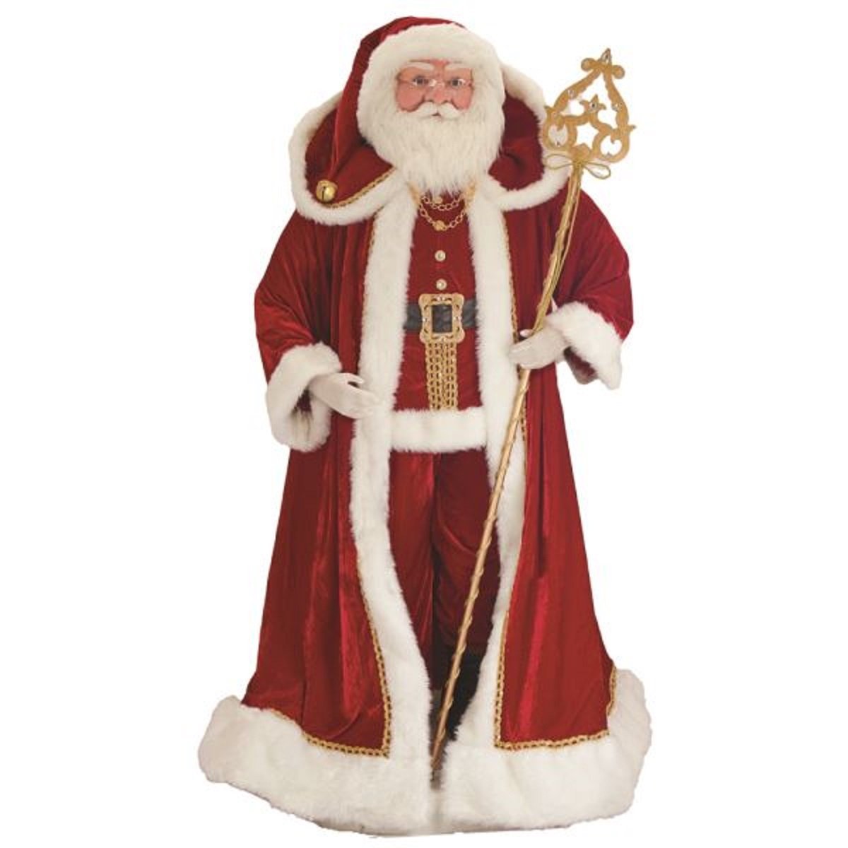 Santa Claus Elegante con Capa Y Bast&oacute;n Deluxe Kringles 180 Cm