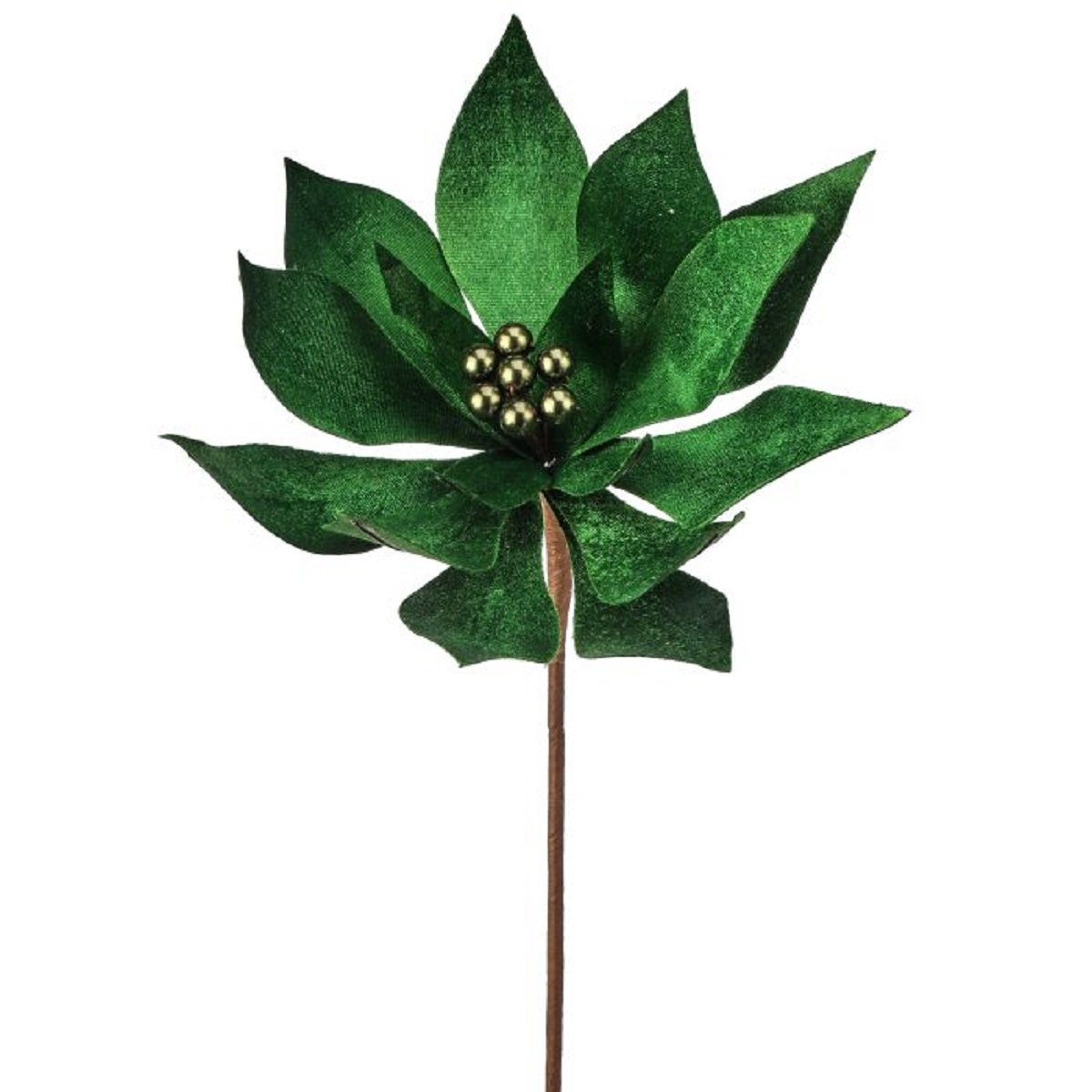 Flor Nochebuena Terciopelo Verde Aperlado Royal Green 50 Cm