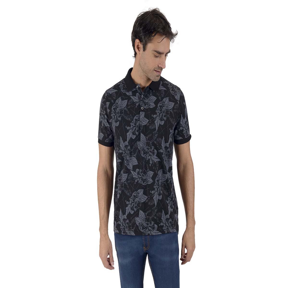 Playera Polo Negra Combinada para Caballero Supply