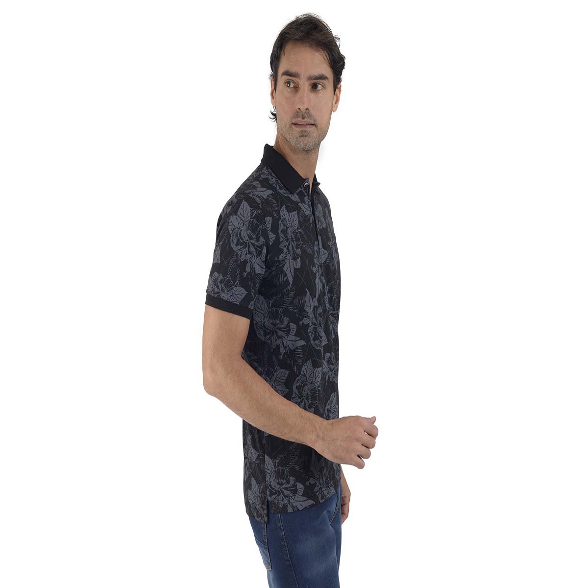 Playera Polo Negra Combinada para Caballero Supply