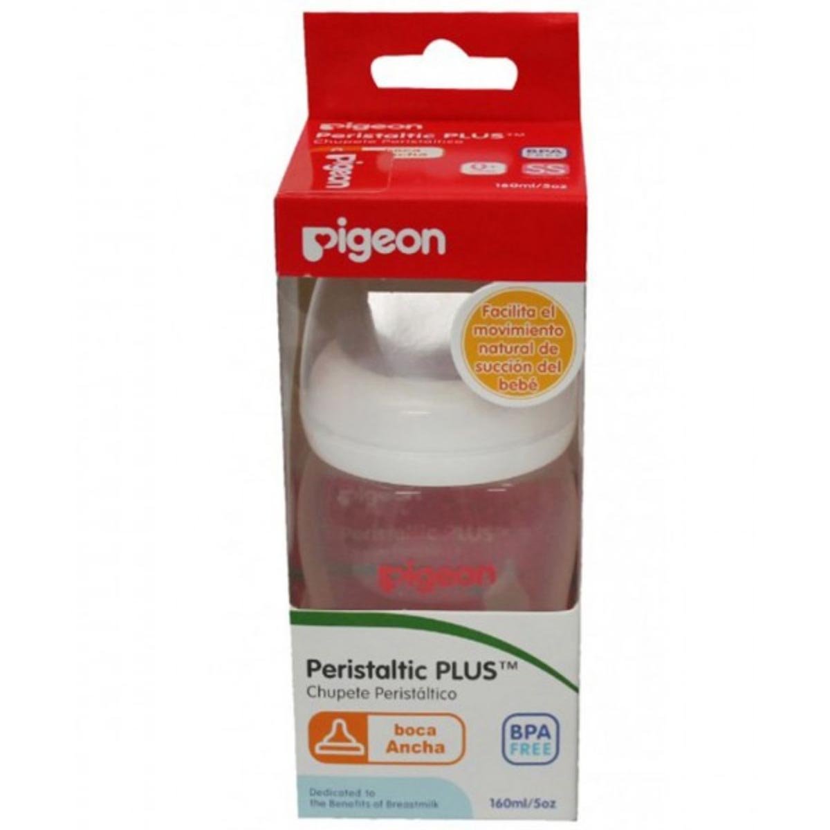 Biberón Peristáltico Plus 5 Oz. Boca Ancha Blanco Pigeon