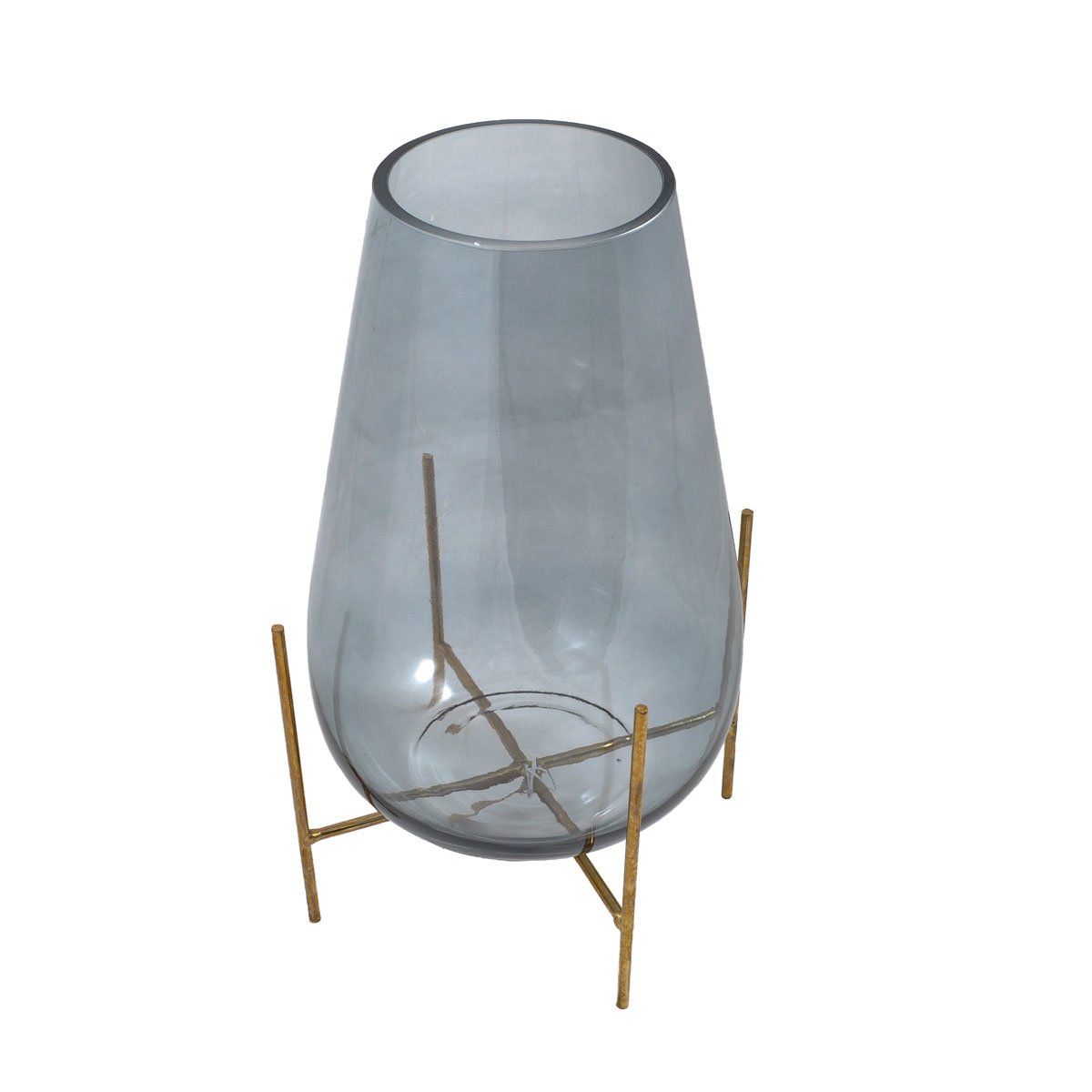 Home Nature Base Decorativa de Cristal Alto Gris con Base 32*19 Cm