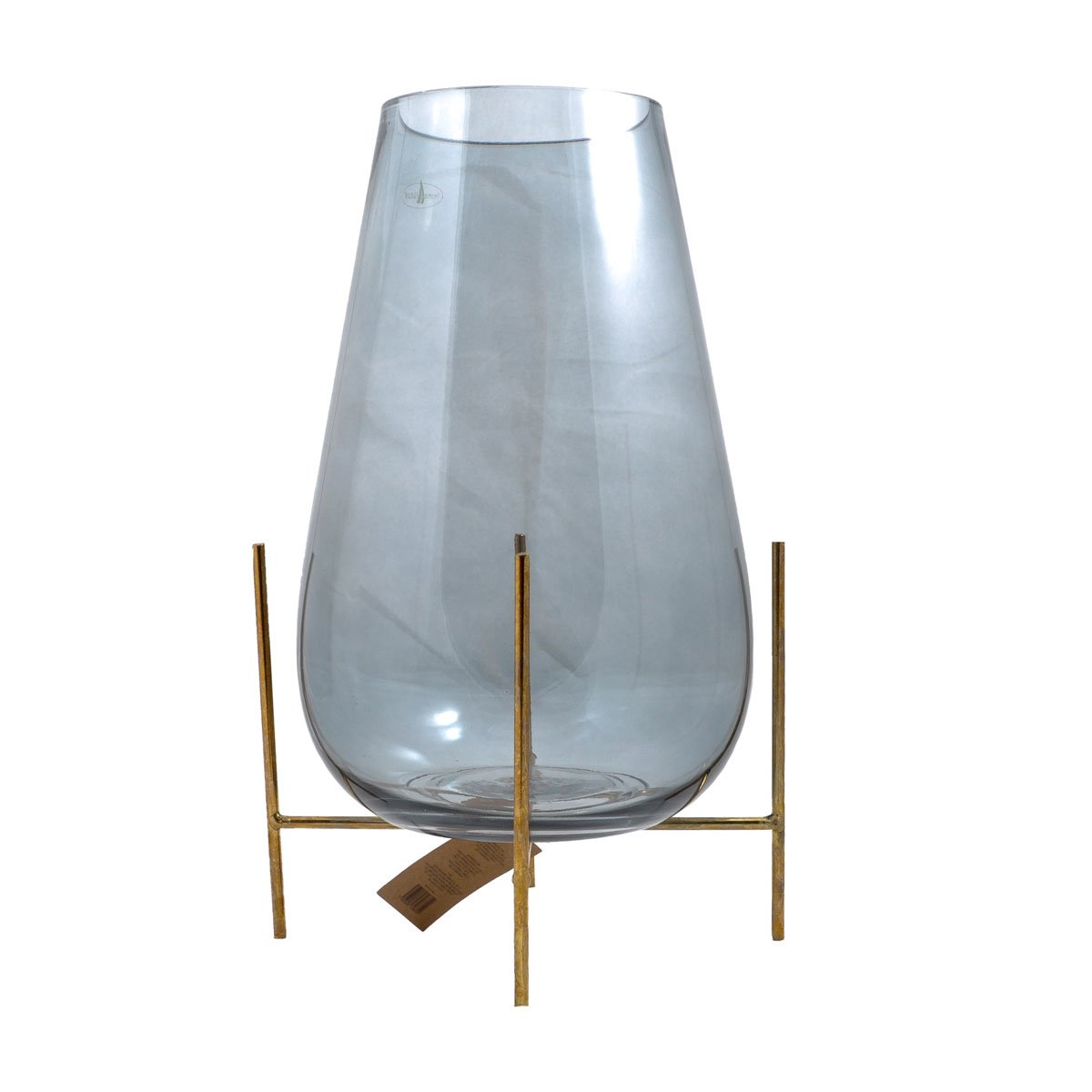Home Nature Base Decorativa de Cristal Alto Gris con Base 32*19 Cm
