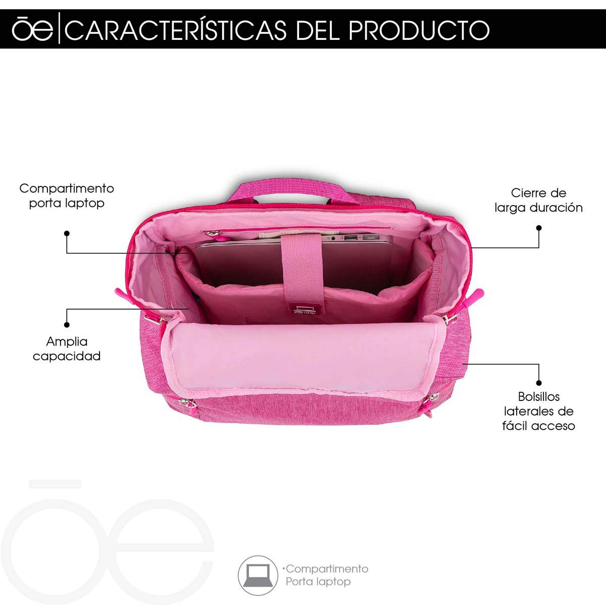 Mochila Back Pack Porta Laptop Girls Rosa Cloe